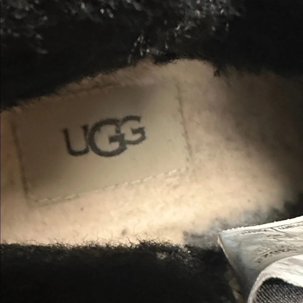UGG Women's Waterproof Wedge Black Fur-Lined Boots Sz 6.5